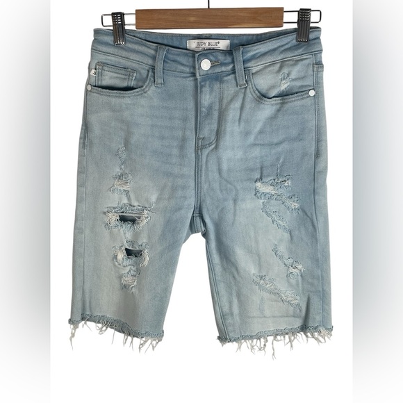 Judy Blue Faded Denim Distressed Shorts Small - Picture 1 of 8